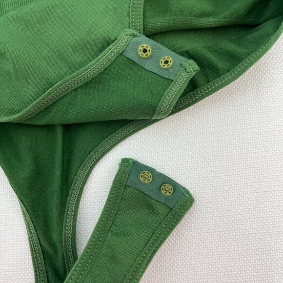 NEW HeyShape Square Neck Thong Bodysuit Green Short Sleeve Women's Large - Picture 8 of 13